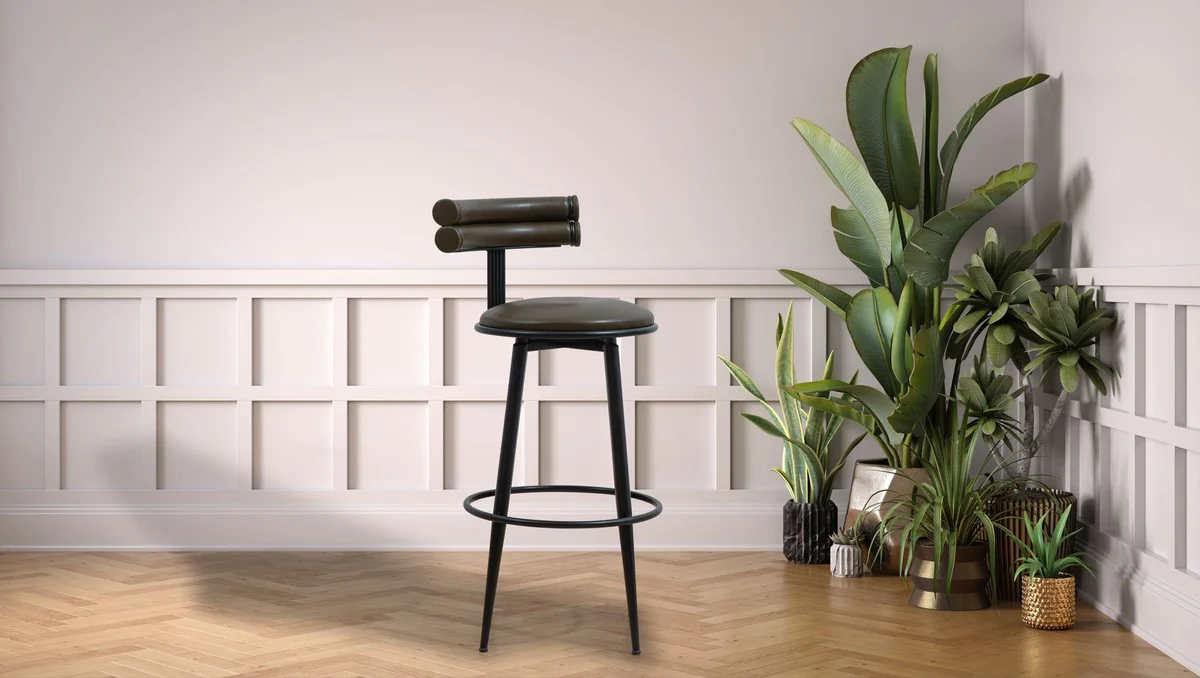 Luxury bar chair dark brown / black H. 98 cm