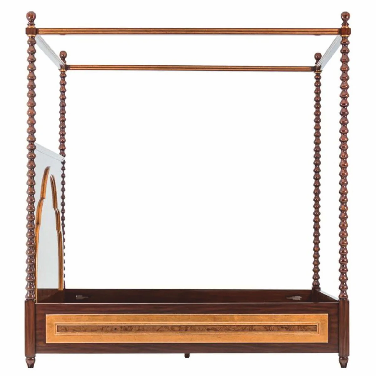 Luxury Solid Wood Four Poster Bed Brown - Hotel & Bedroom Furniture