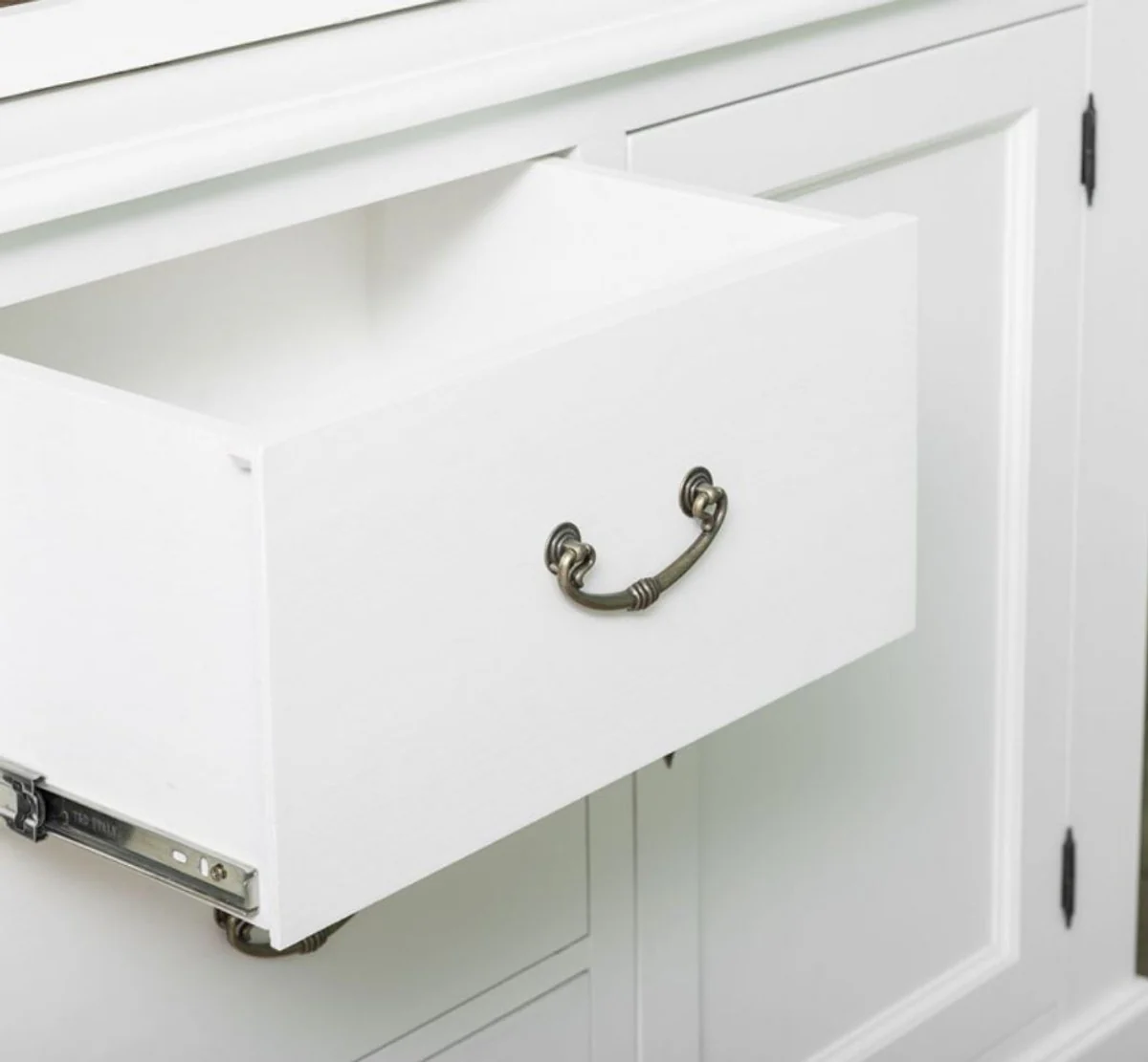 Country house style kitchen cabinet white / brown 179 x 47 x H. 225 cm - solid wood kitchen cabinet with 4 doors and 3 drawers - country house style kitchen furniture