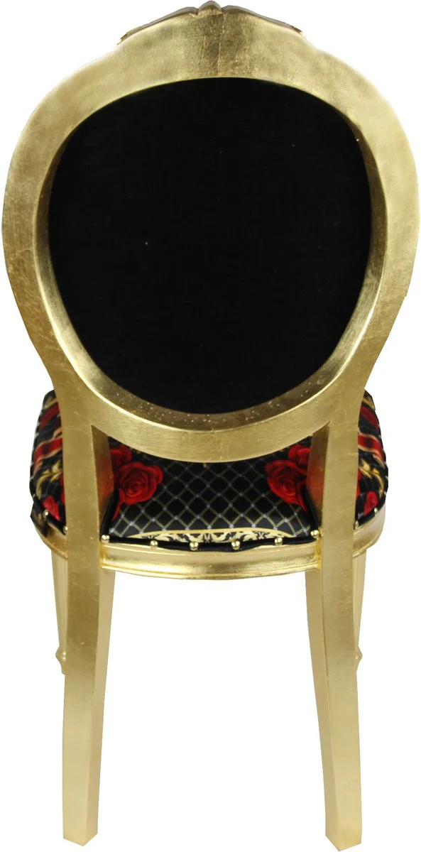 Pompöös by Luxury Baroque Dining Room Chair Roses Black / Red / Gold - Roses - Pompööser Baroque Chair designed by Harald Glööckler
