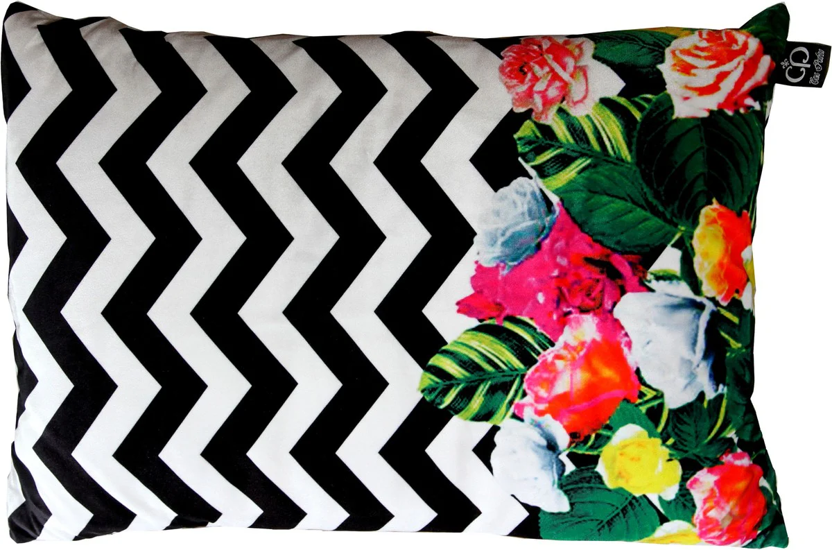 Luxus Kissen Miami Flowers 35 x 55 cm - Feinster Samtstoff - Deko Wohnzimmer Kissen