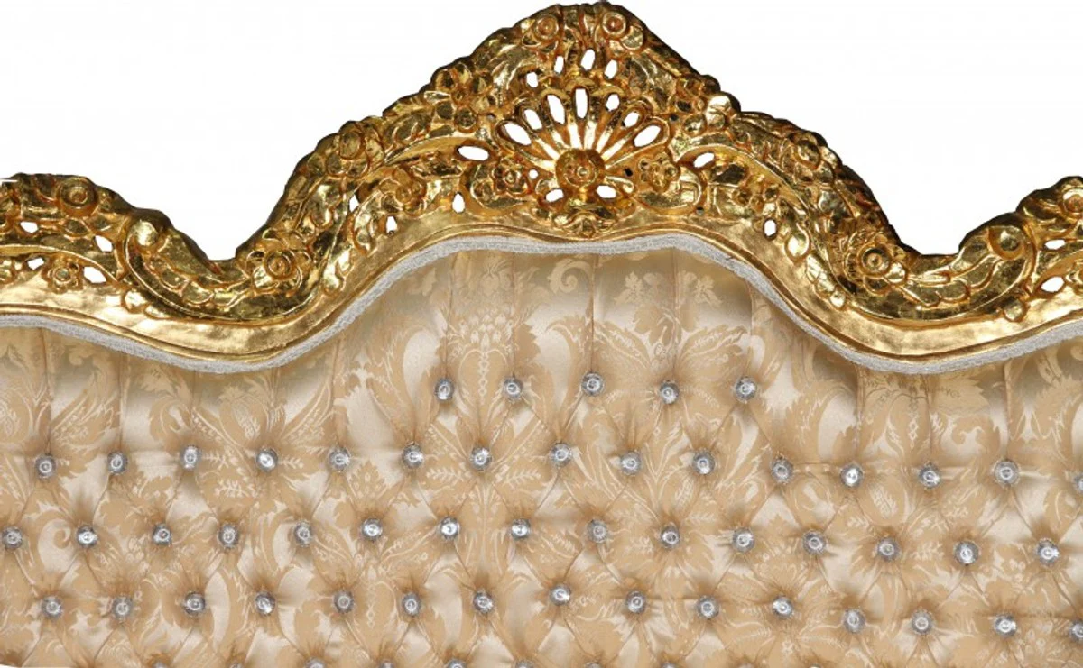 Baroque 2-seater sofa Master cream baroque pattern/gold with bling bling rhinestones Mod3 - living room couch furniture lounge