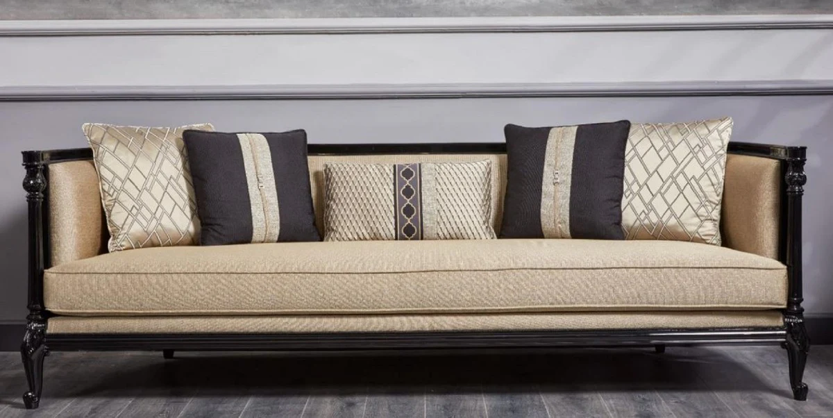 Luxury Baroque Sofa Gold / Blue / Black - Magnificent Living Room Sofa - Baroque Style Living Room Furniture - Luxury Furniture in Baroque Style - Baroque Furnishings - Noble & Magnificent