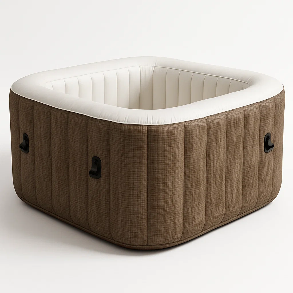 Aufblasbarer Whirlpool 160x160x68 cm 2-Sitzer quadratisch braun/weiß feAfODR351Le