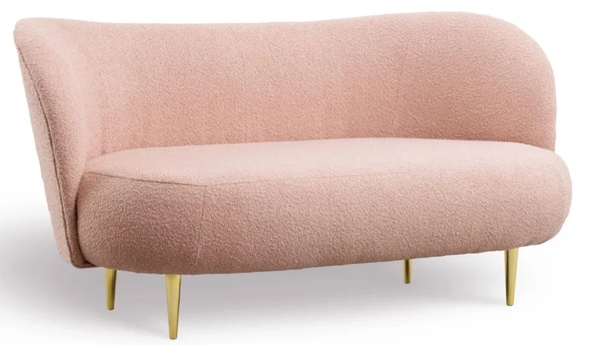 Luxury 3-seater sofa pink / gold 180 x 72 x H. 80 cm - living room sofa with curved backrest - living room furniture - luxury furniture - living room furnishings - luxury furnishings