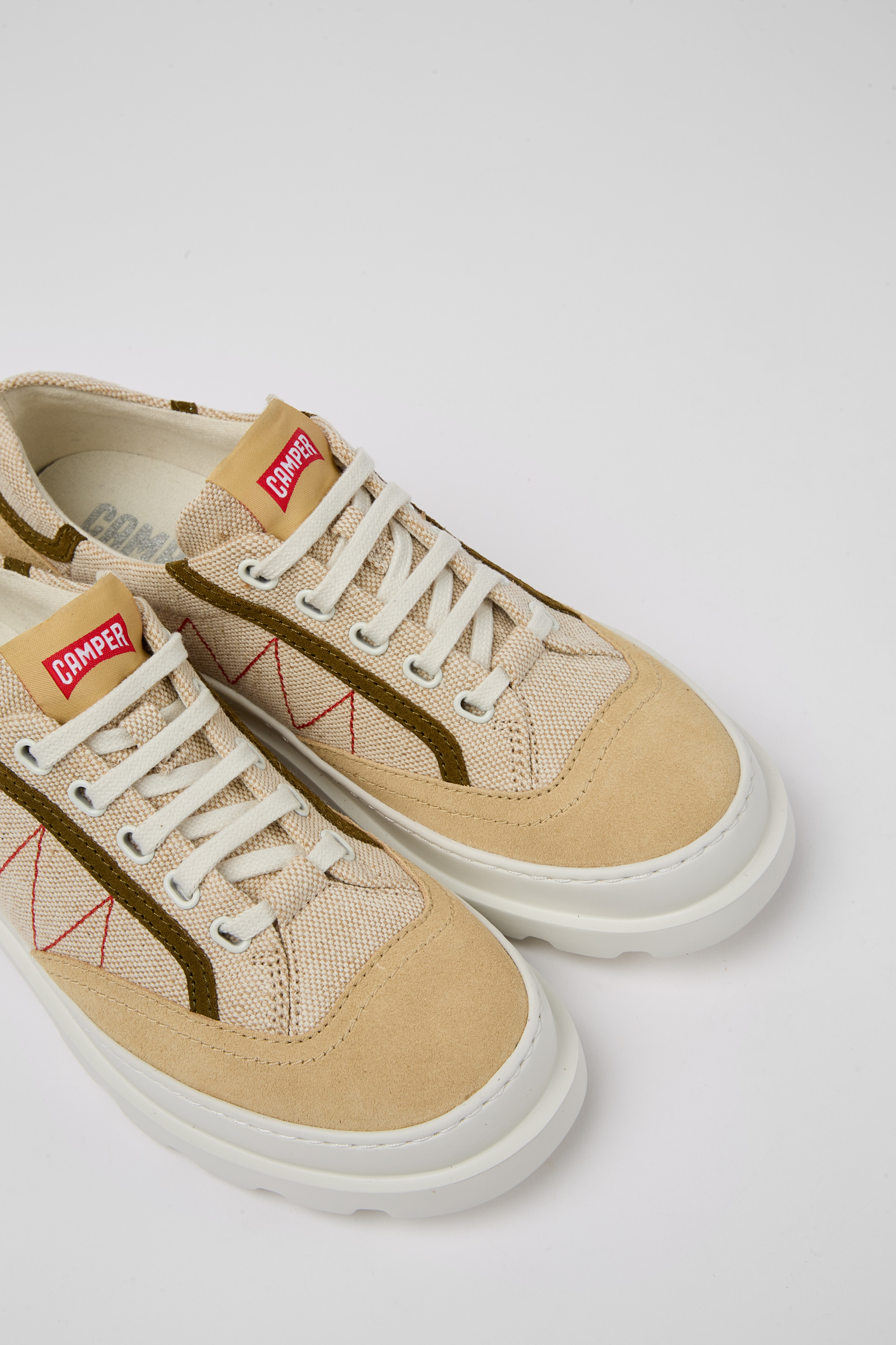 Brutus - Beige und grüne Turnschuhe für Damen