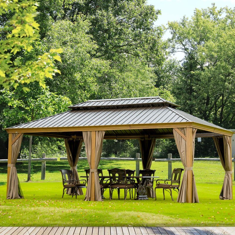 Cavus 20 Ft. W x 12 Ft. D Galvanisierter Stahl Patio Gazebo
