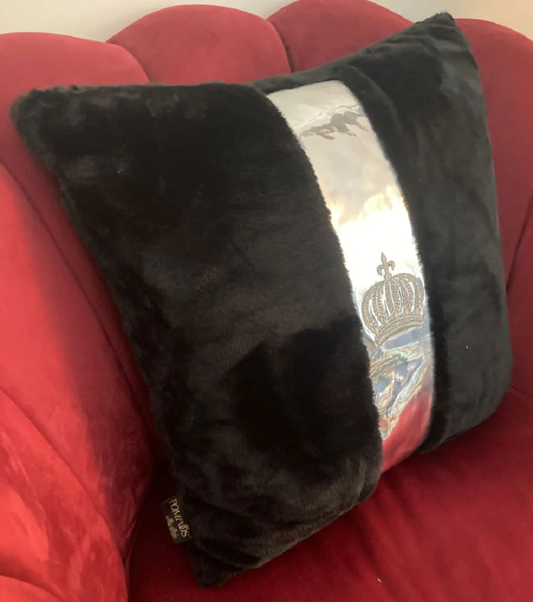 Harald Glööckler luxury decorative cushion Pompöös by black / silver - Glööckler cushions - designer decorative cushions - Harald Glööckler designer decorative accessories