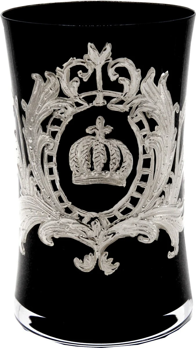 Pompöös by Luxus water glass with elegant platinum coating black / silver Ø 8 x H. 13 cm - Pompöös drinking glass designed by Harald Glööckler