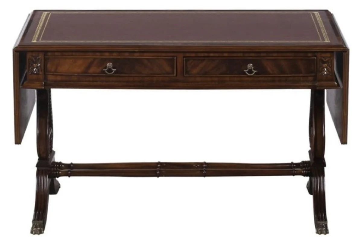 Luxury baroque coffee table dark brown / brown 84 x 56.3 x H. 49.5 cm - living room furniture