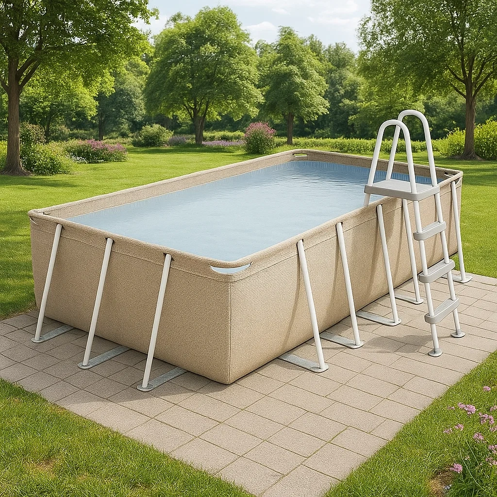 Rechteckiger, röhrenförmiger Swimmingpool 532x265x119 cm, beige, mit Filter und Leiter, lakuevb201MY