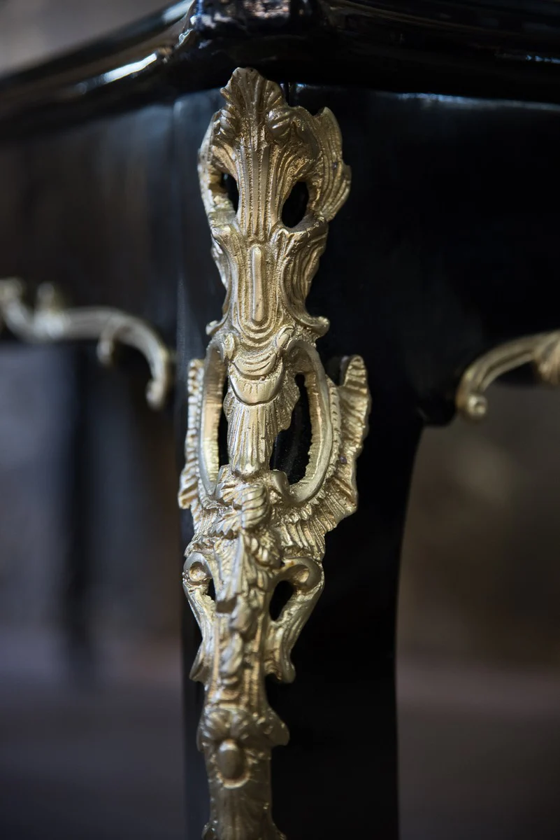 Pompöös by Baroque dining table with glass top black / gold - Pompöös Baroque dining table designed by Harald Glööckler