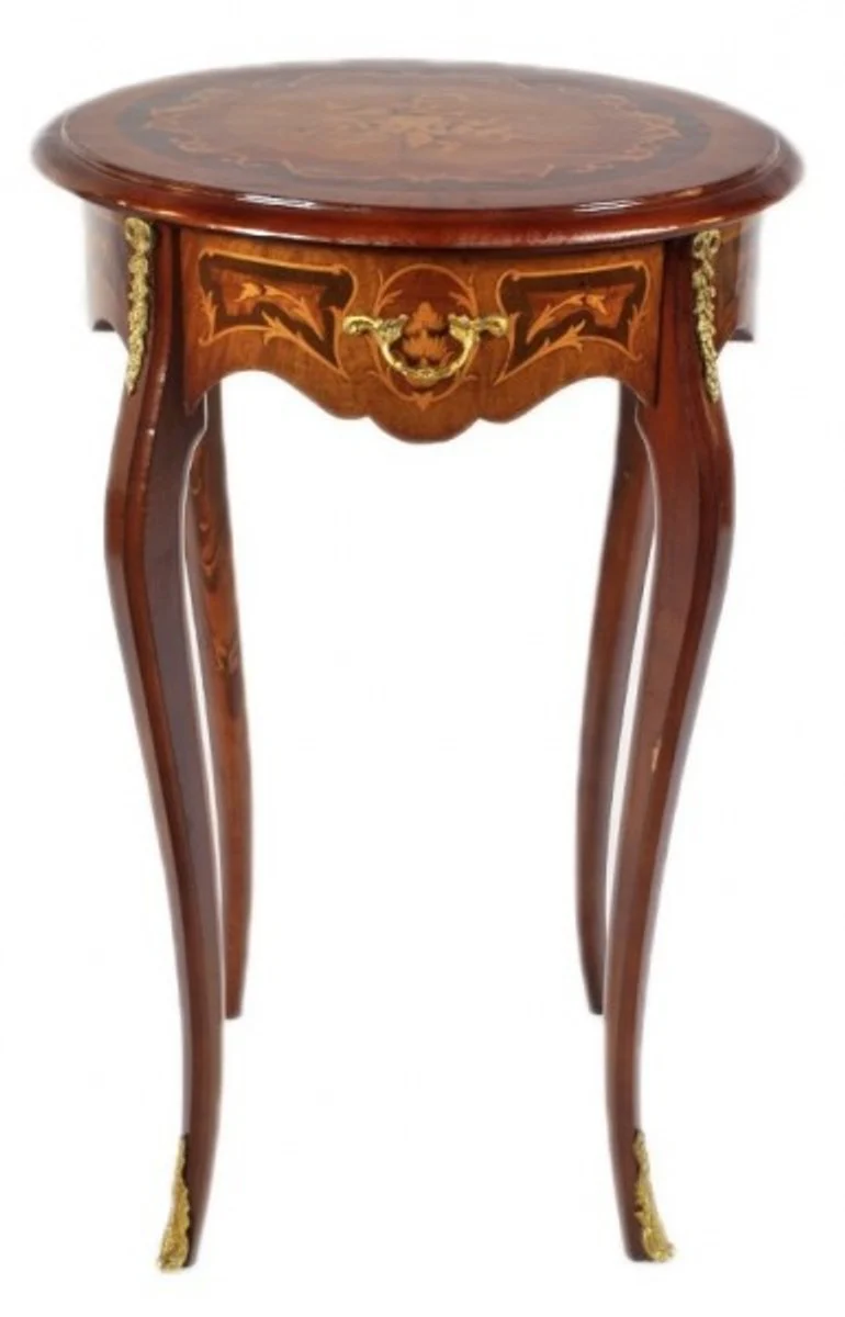 Baroque side table mahogany inlaid with drawer H70 x 50cm - Louis XVI antique style table - furniture