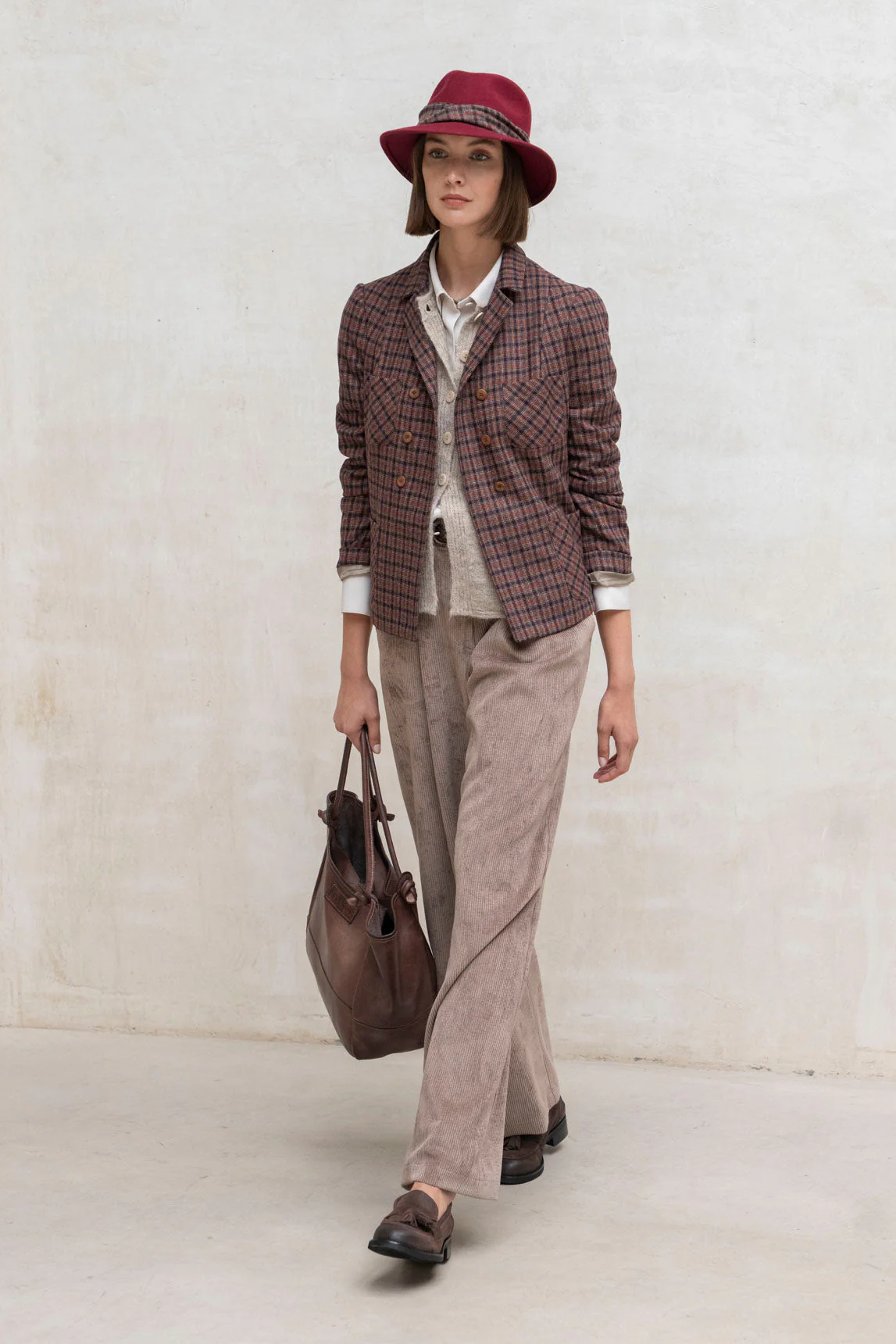 Rivera-Spanien-Verona-Jacke, bordeauxrot kariert