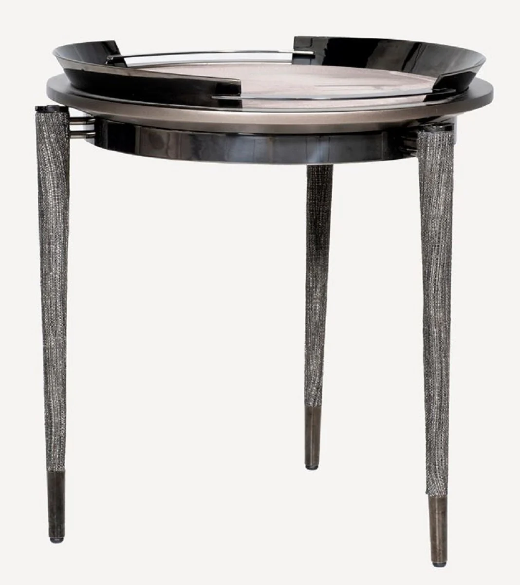 Luxury 3-leg side table gray / black / bronze Ø 53 x H. 55.16 cm - Round living room side table - Hotel table - Living room furniture - Hotel furniture - Luxury quality