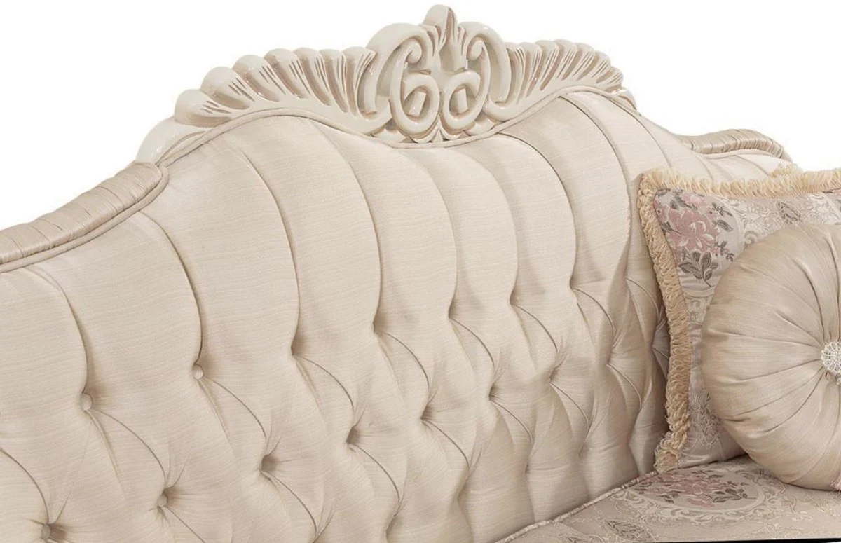 Luxury baroque sofa beige / cream / pink 227 x 87 x H. 107 cm - living room sofa with decorative pillows - living room furniture in the baroque style