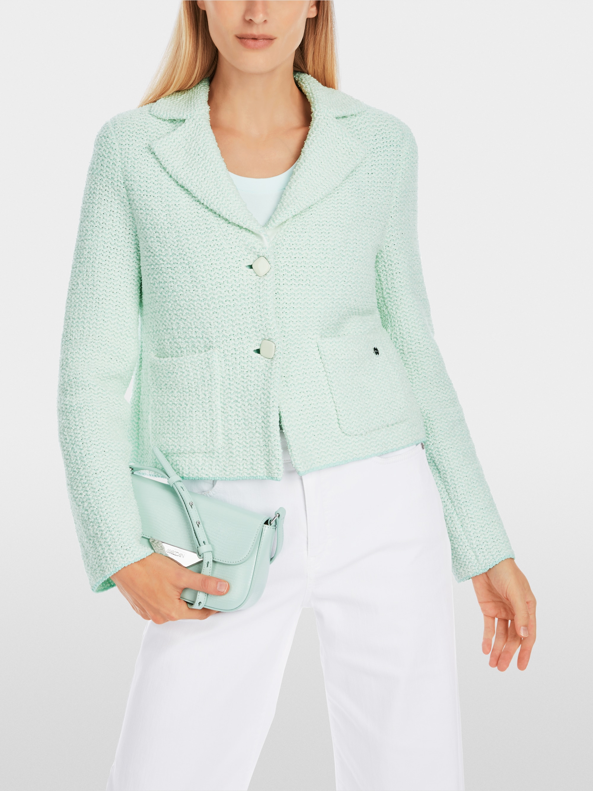 Slim-Fit-Blazer von Marc-Cain, gestrickt in Deutschland