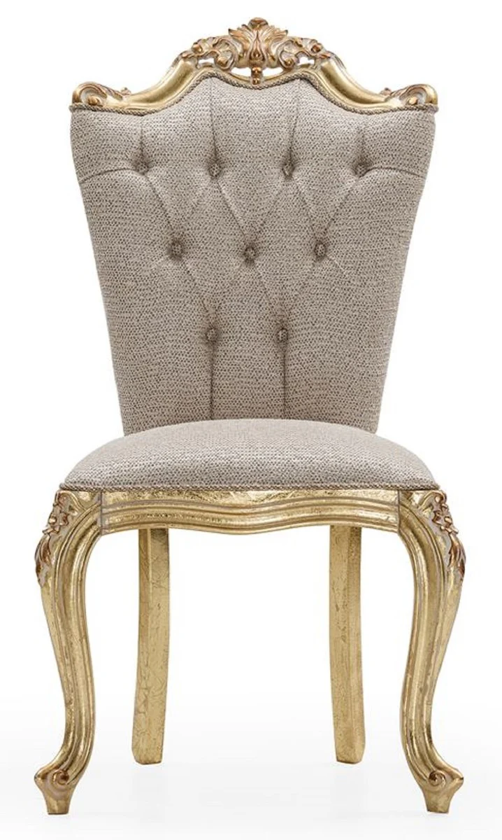 Luxury Baroque Dining Room Chair Set of 6 Gray / Gold - Magnificent Baroque Style Kitchen Chairs - Luxury Dining Room Furniture in Baroque Style - Baroque Dining Room Furniture - Baroque Style Furniture