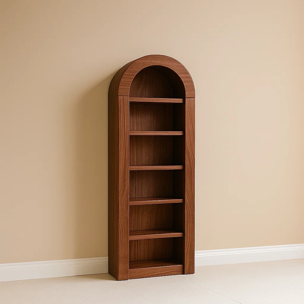 Offenes Bücherregal mit Bogendesign, 6 Regalböden, Massivholz, braun, freistehend, für Wohnzimmer oder Büro, Maße: 70 x 30 x 180 cm - dYsRAIno4yjt