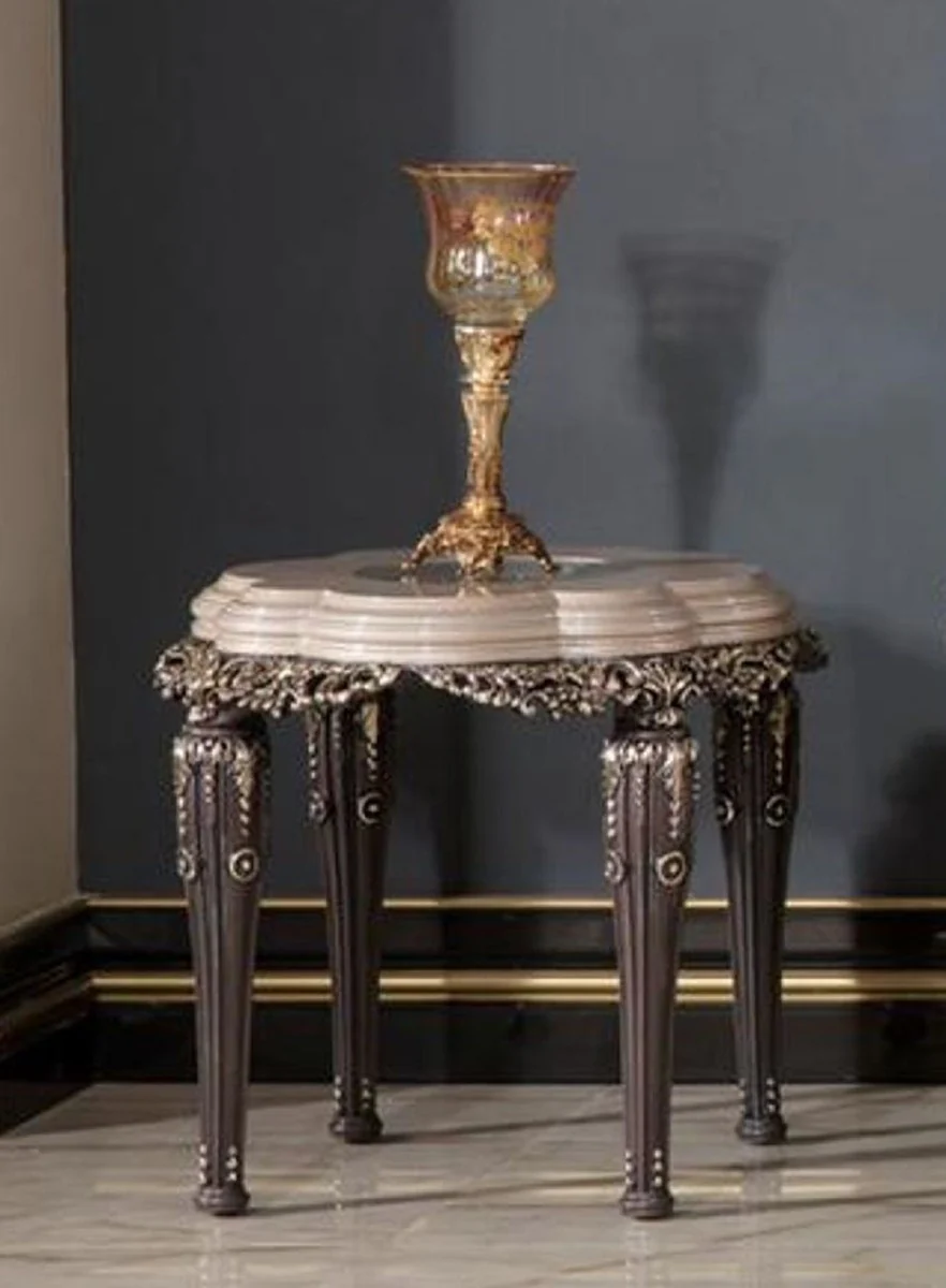 Luxury Baroque side table gray / brown / gold H. 60 cm - Baroque furniture
