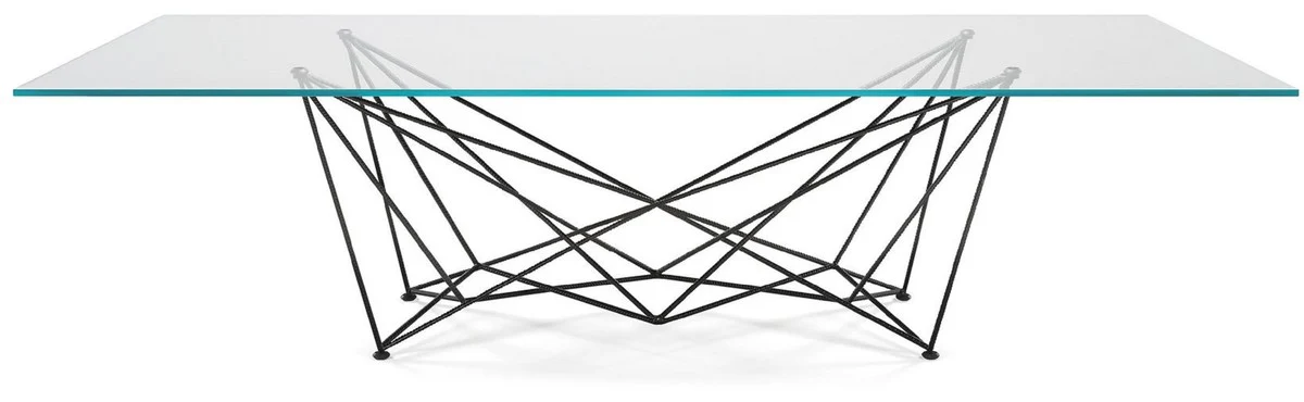 Luxury dining table with glass top black - Various sizes - Made in Italy