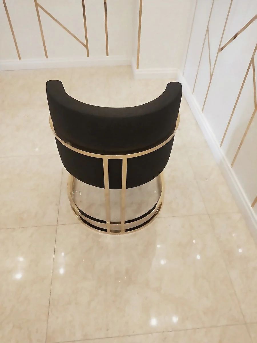 Luxury dining room chair black / gold 60 x 56 x H. 80 cm - Luxury dining room furniture - Luxury quality