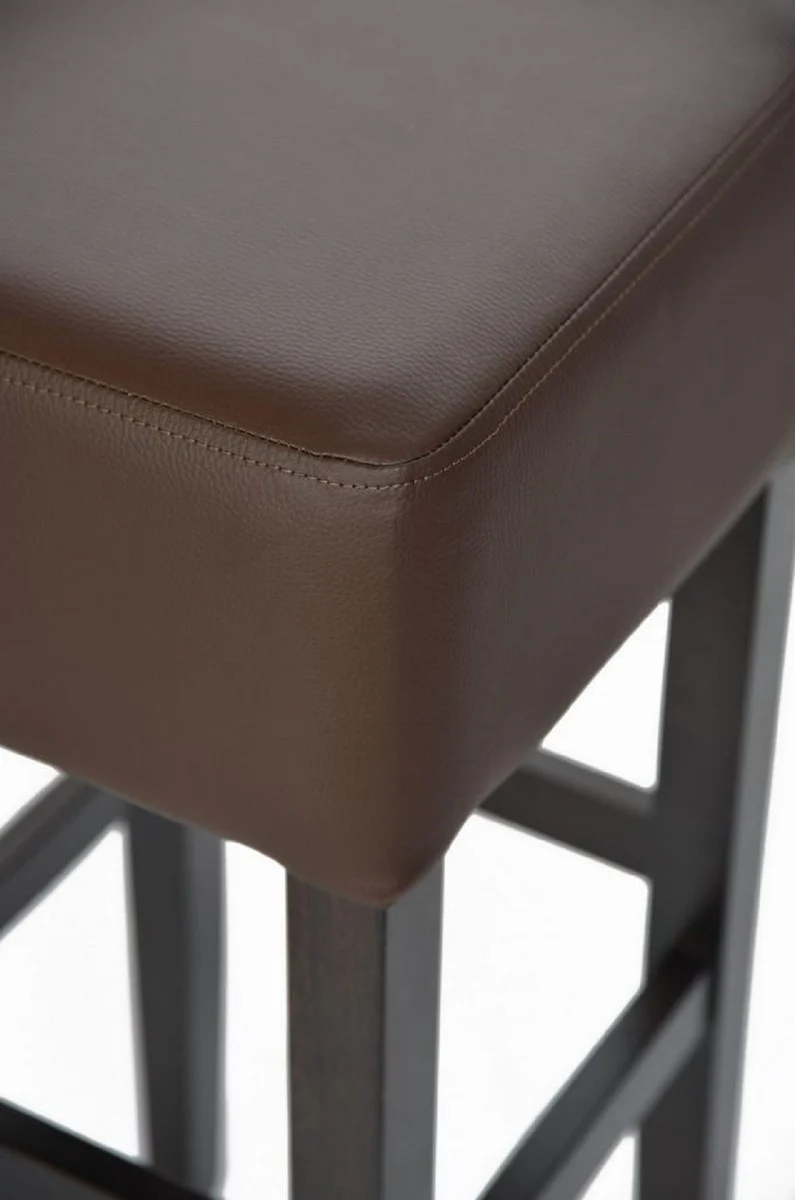 Country house style bar stool brown / black H. 80 cm - upholstered solid wood bar chair