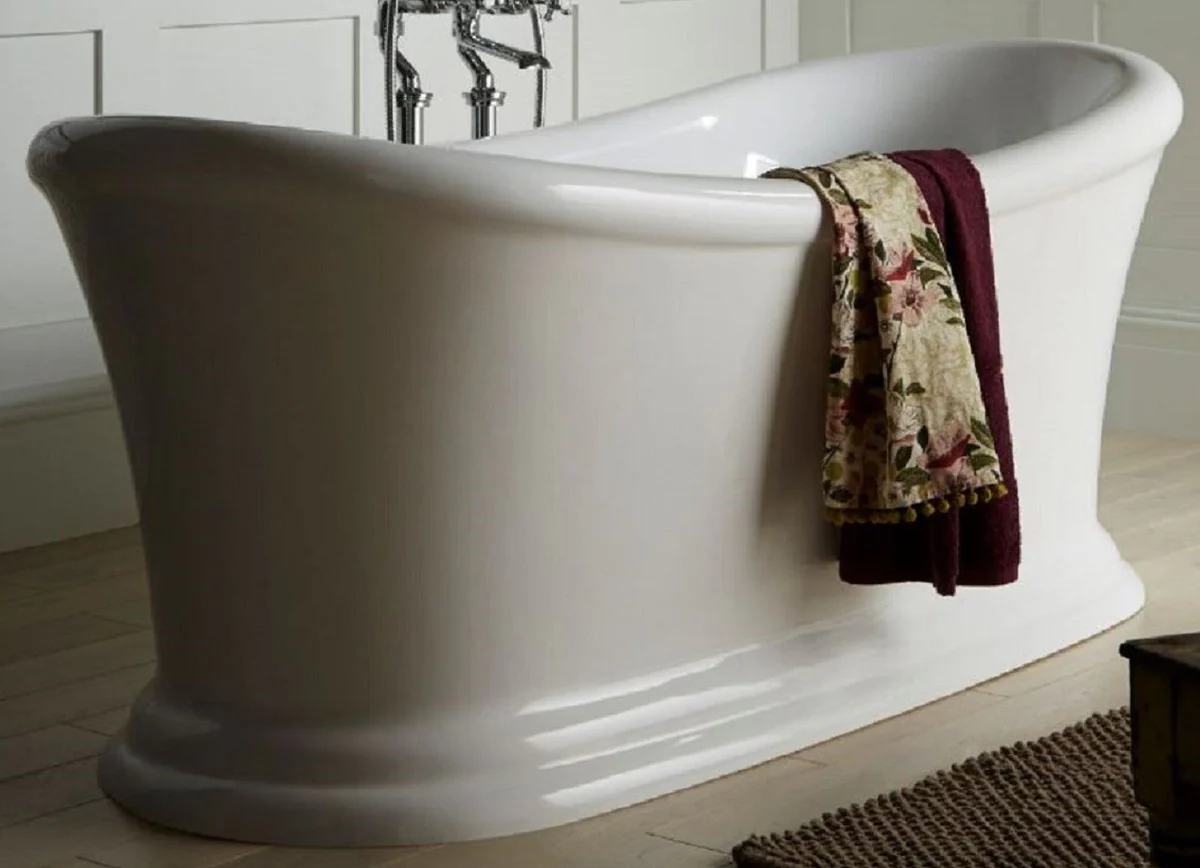 Luxury Art Nouveau acrylic bathtub white 177.5 x 88.5 x H. 74.5 cm - Curved freestanding retro antique bathtub - Baroque & Art Nouveau bathroom furniture