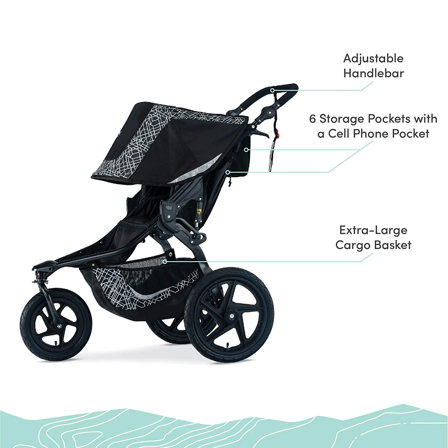 Gear Revolution Flex 3.0 Jogging-Kinderwagen, Lunar – Ultrareflektierende Akzente