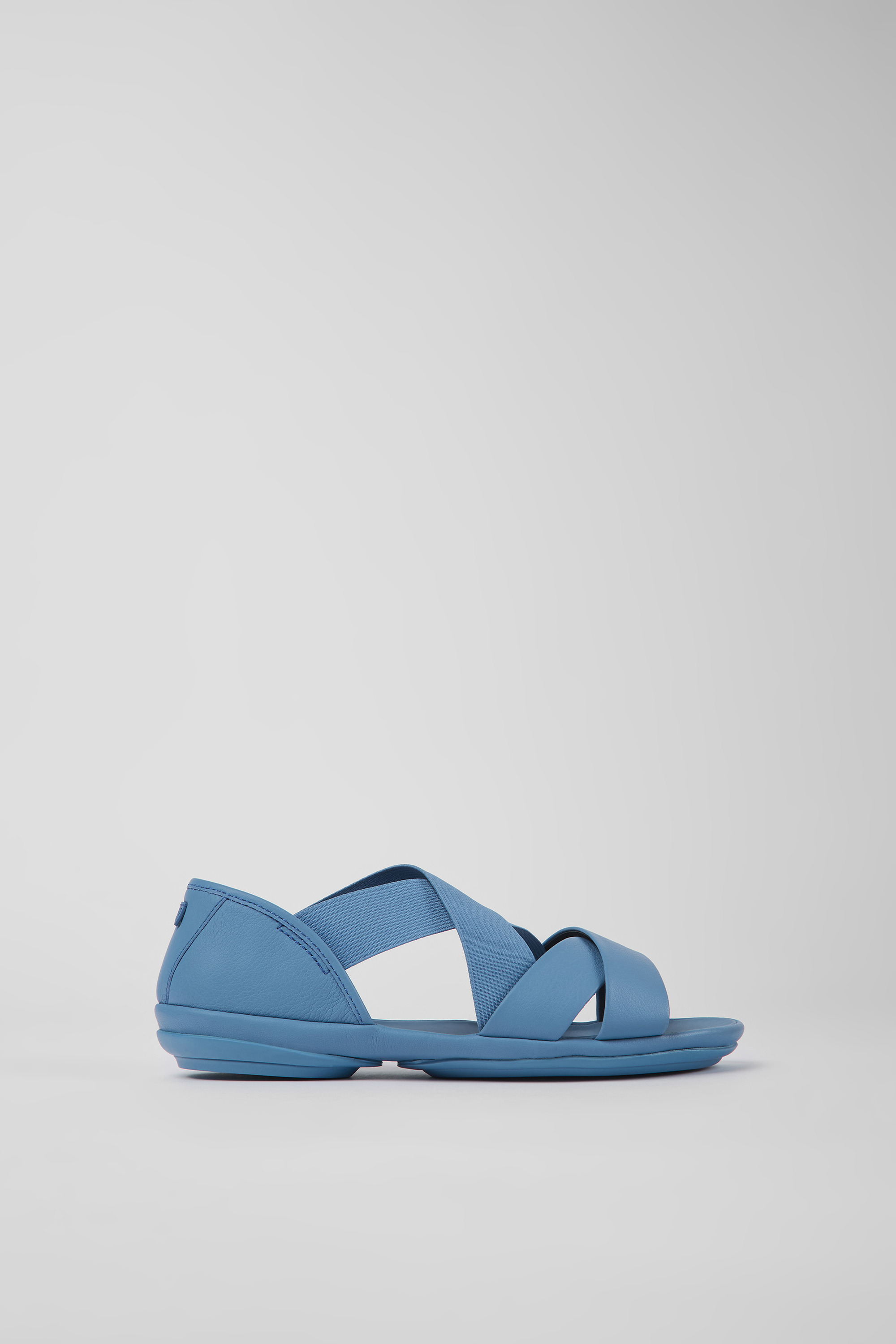 Rechts - Blaue Leder Sandalen für Damen