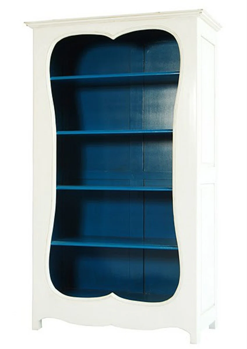 Baroque bookcase white / blue W 110 x H 185 cm bookcase shelf cabinet