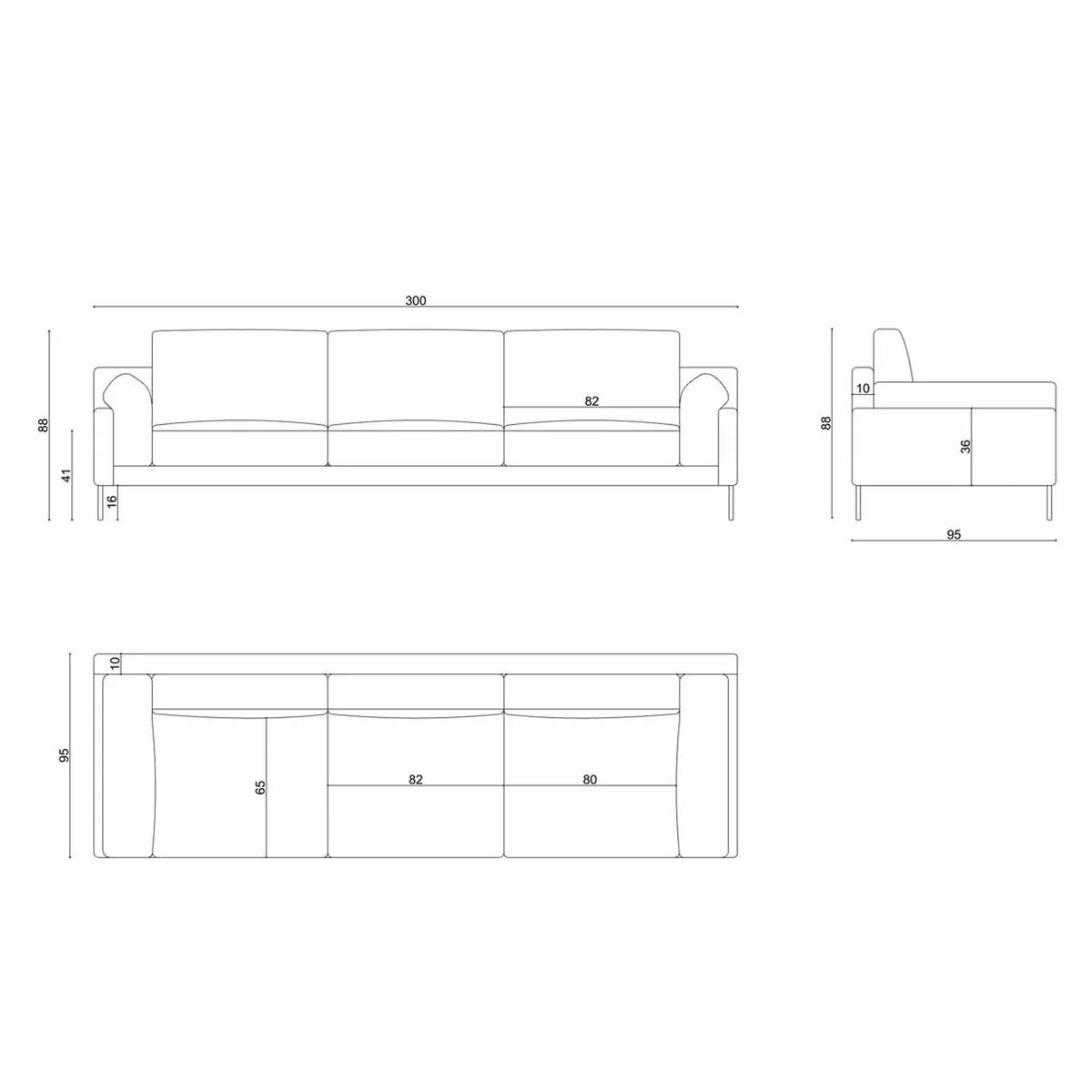 Luxury Sofa Gray 300 cm - Luxury Living Room & Hotel Furniture