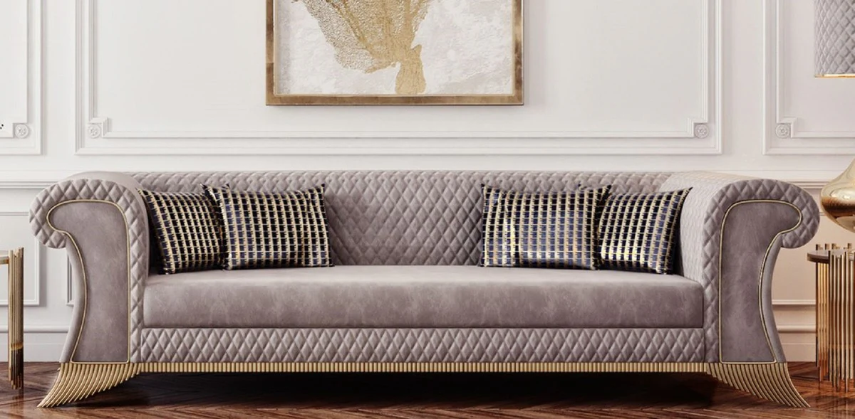 Luxury Art Deco Sofa Gray / Gold - Living Room Sofa - Hotel Sofa - Luxury Art Deco Living Room & Hotel Furniture