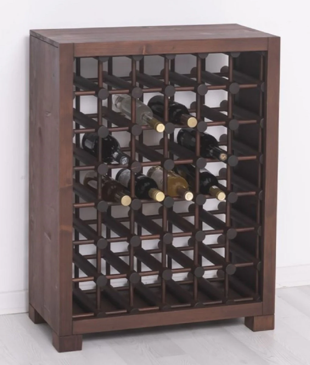 Country house style solid wood wine cabinet brown / black 68 x 35 x H. 68 cm - Solid wood wine rack in country house style - Solid wood bar furniture - Country house style bar furniture