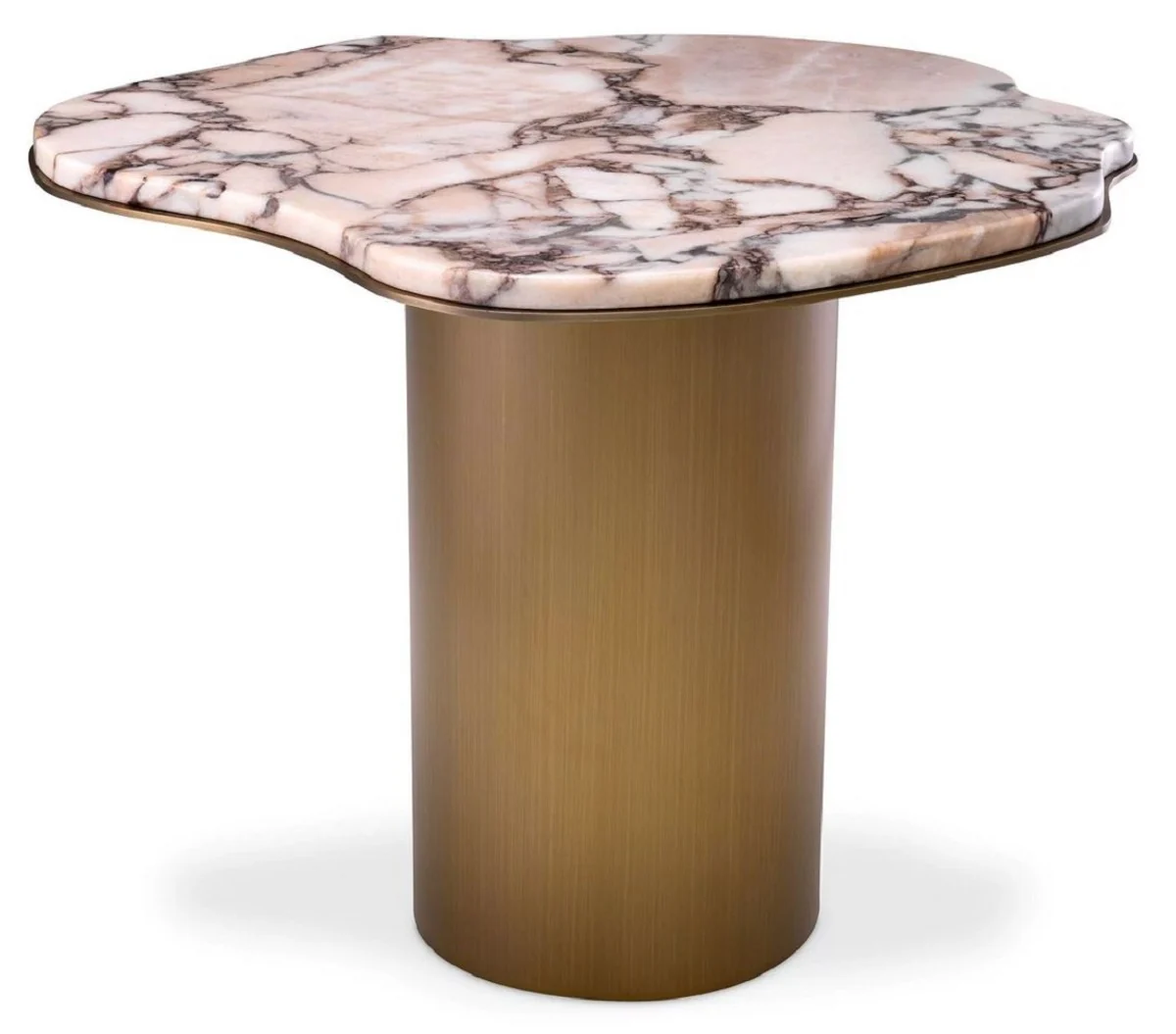 Luxury side table multicolored / brass 58.5 x 60.5 x H. 51 cm - Stainless steel table with marble top - Living room furniture - Luxury furniture - Living room furnishings - Luxury quality