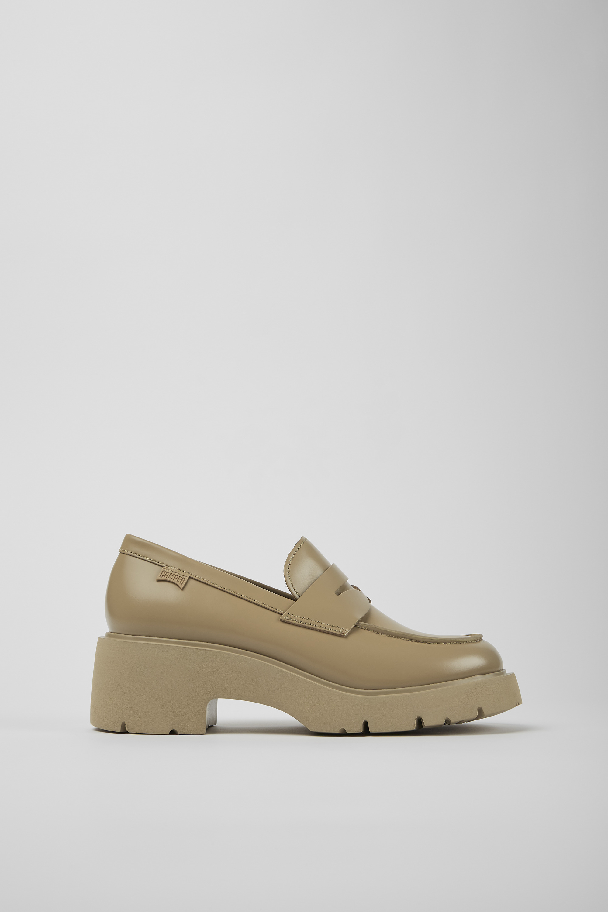 Milah - Beige Leder Loafers für Frauen