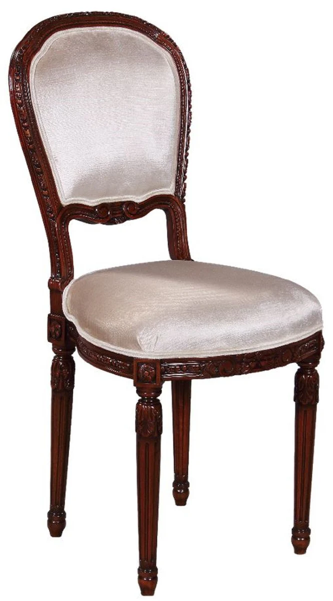 Luxury Baroque Dining Room Chair Silver / Dark Brown 41 x 50 x H. 90 cm - Dining Room Furniture in Baroque Style - Luxury Furniture in Baroque Style - Baroque Interior - Baroque Furniture