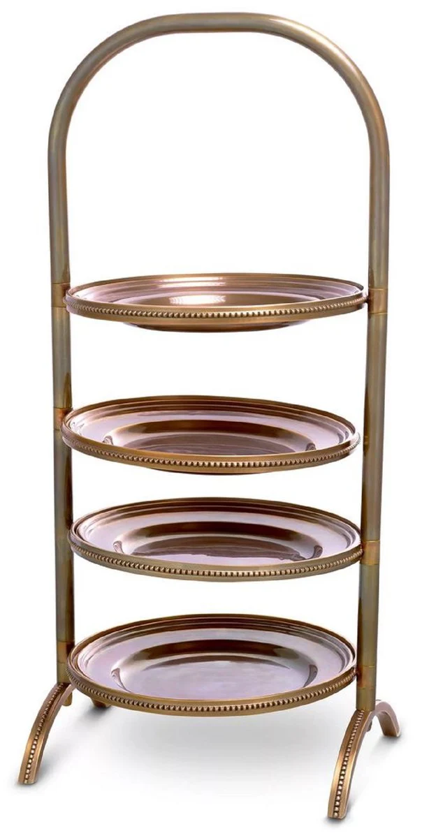 Luxus Etagere mit Tragegriff Vintage Messing 21 x 18,5 x H. 47,5 cm - Gastronomie Accessoires - Restaurant Accessoires - Hotel Accessoires - Luxus Accessoires - Luxus Qualität