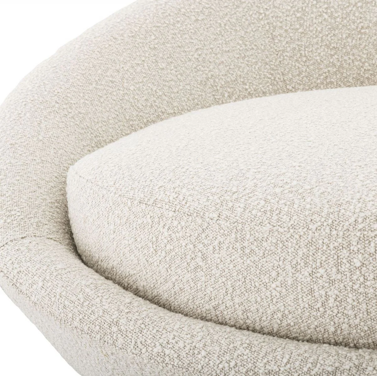 Luxury sofa cream color / brass Ø 147 x H. 74 cm - Round living room sofa - Round sofa - Living room furniture