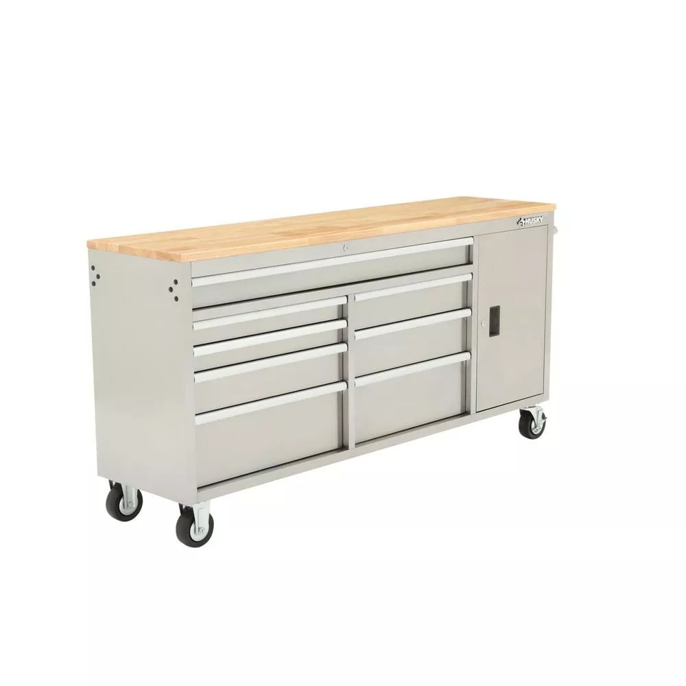 72 IN. 8-DRAWER und 1-DOOR MOBIL WORKBENCH in STAINLESS STAHL