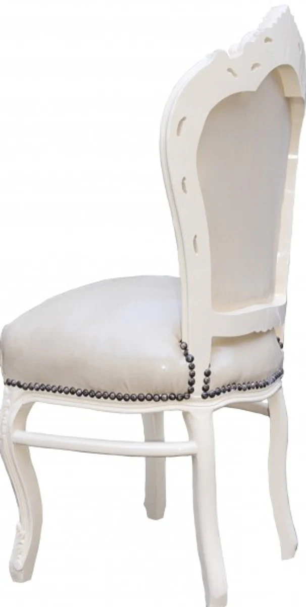 Baroque dining room chair cream/cream leather look - furniture antique style