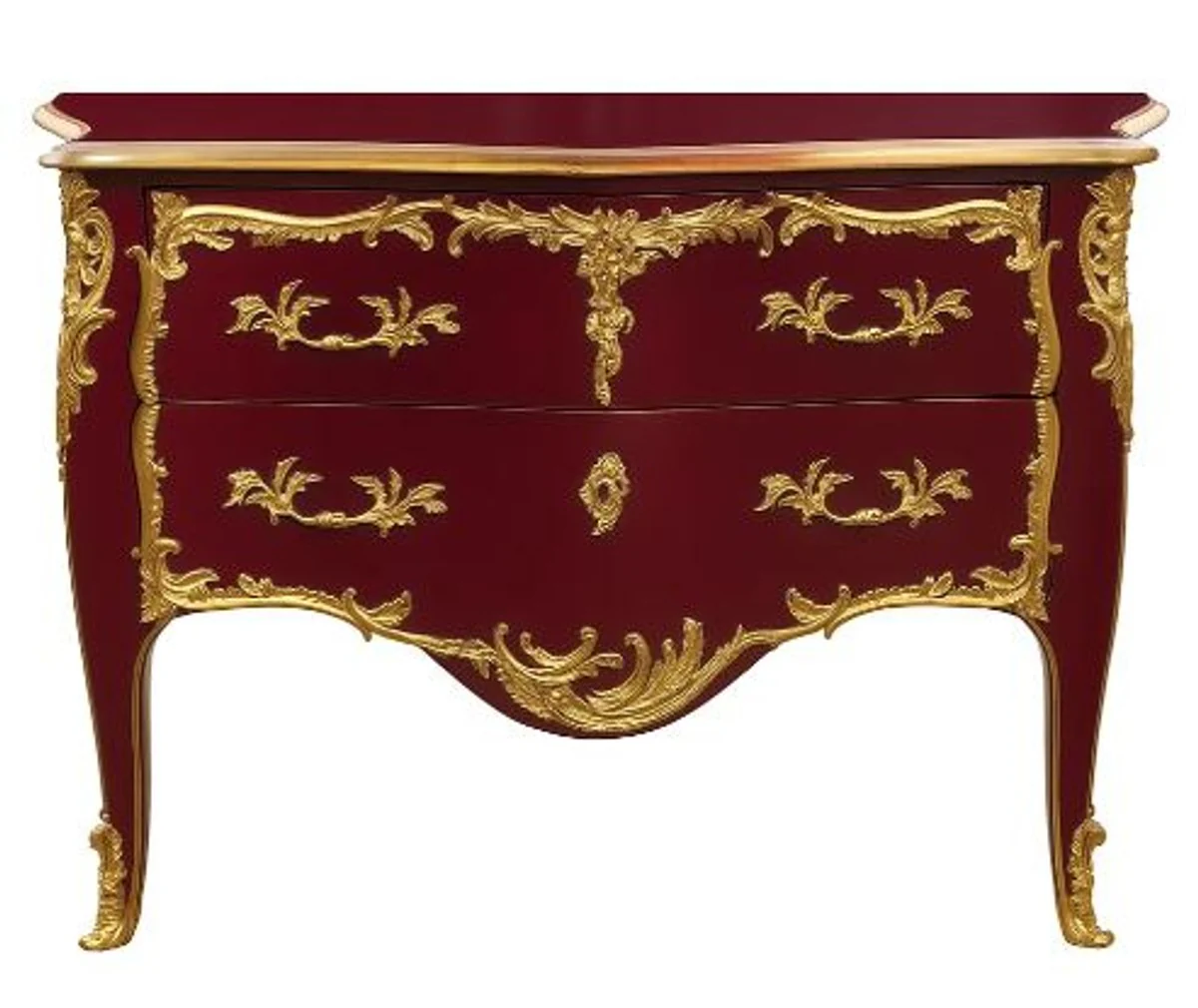 Baroque chest of drawers with 2 drawers antique burgundy red / gold - handmade solid wood chest of drawers in baroque style - handmade baroque furniture - noble & magnificent