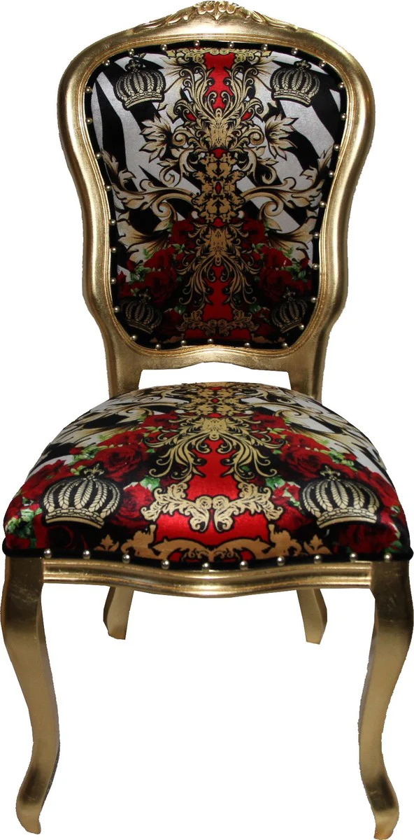 Pompöös by Luxury Baroque Dining Room Chair Black / White / Red / Gold Crown - Pompööser Baroque Chair designed by Harald Glööckler