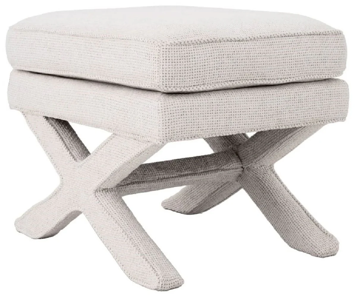 Luxury stool cream white - rectangular stool - cross stool - luxury furniture