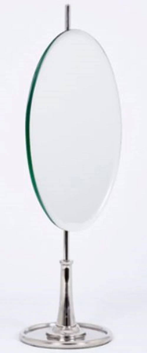 Luxury make-up mirror silver H. 56 cm - Oval aluminum dressing table mirror