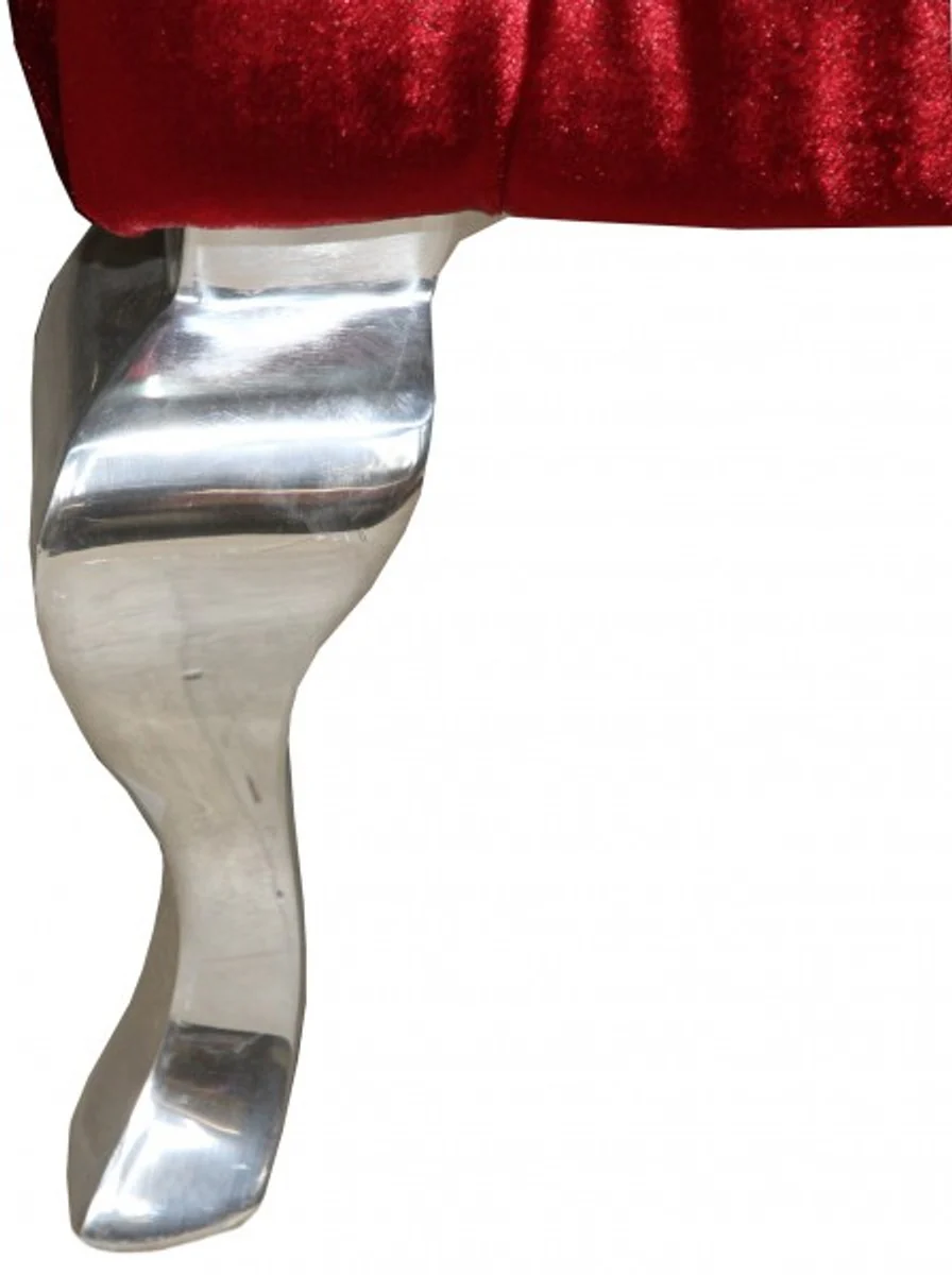 Baroque Dining Room Chair Bordeaux / Silver - Designer Chair - Luxury Quality High-Back Chair