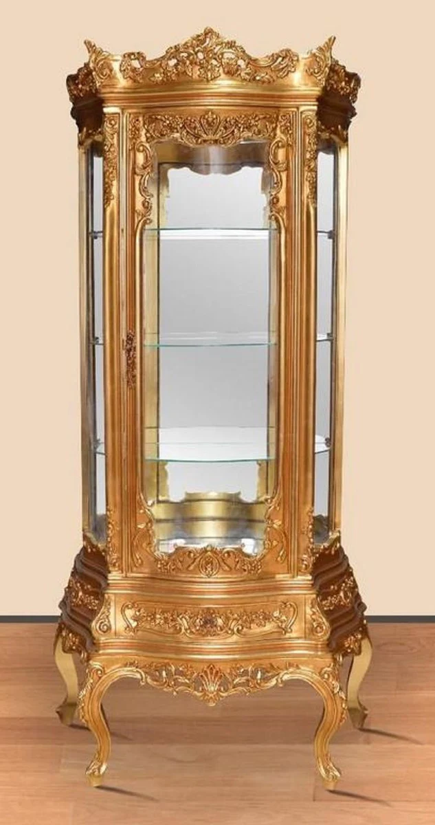 Baroque display cabinet gold - Magnificent baroque display cabinet with drawer - Handcrafted baroque living room furniture