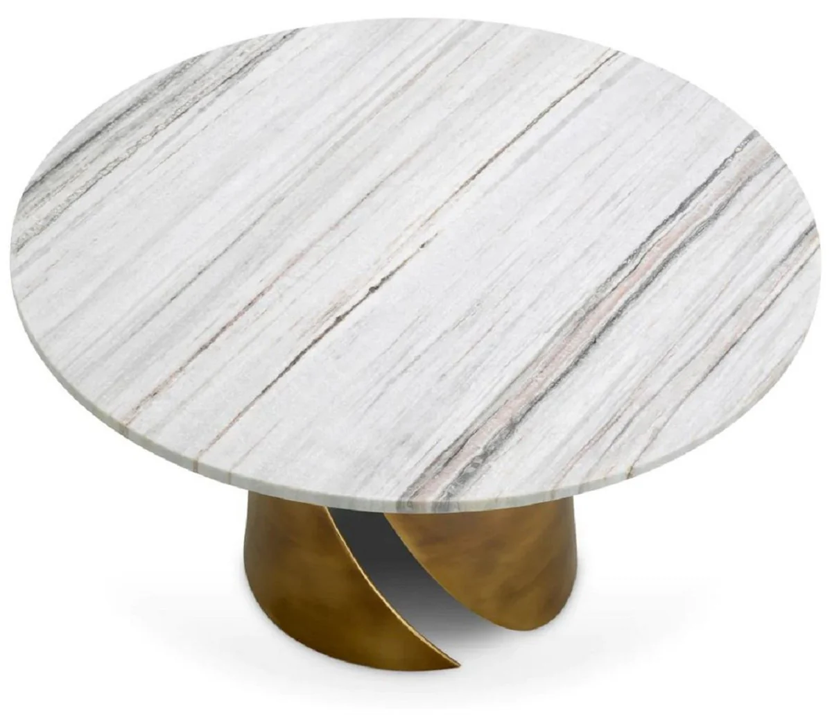 Luxury coffee table with marble top white / vintage brass Ø 79.5 cm