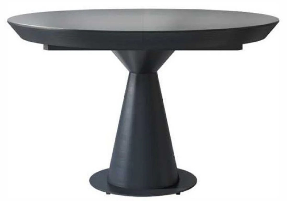 Luxury Art Deco dining table matt black 125-175 x 125 x H. 78 cm - Extendable solid wood kitchen table with round table top - Dining room furniture - Art Deco furniture - Luxury furniture