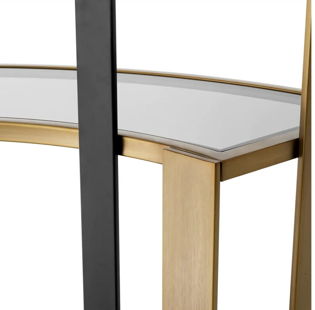 Luxury shelf cabinet brass / black / gray 115 x 37 x H. 240 cm - Curved metal cabinet with 6 glass shelves - Living room furniture - Hotel furniture - Luxury furniture - Luxury quality